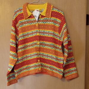 Colorful Striped Button-Up Sweater